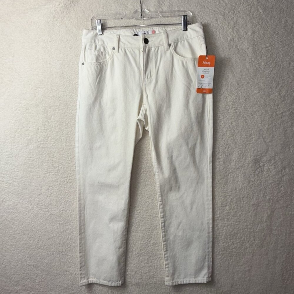 Cabi Women's 100% Boyfriend Vintage Ivory White Denim Jeans Sz 4‎ Style #6072